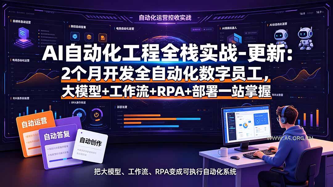 AI自动化工程全栈实战-更新：2个月开发全自动化数字员工，大模型+工作流+RPA+部署一站式掌握 - 小红泡