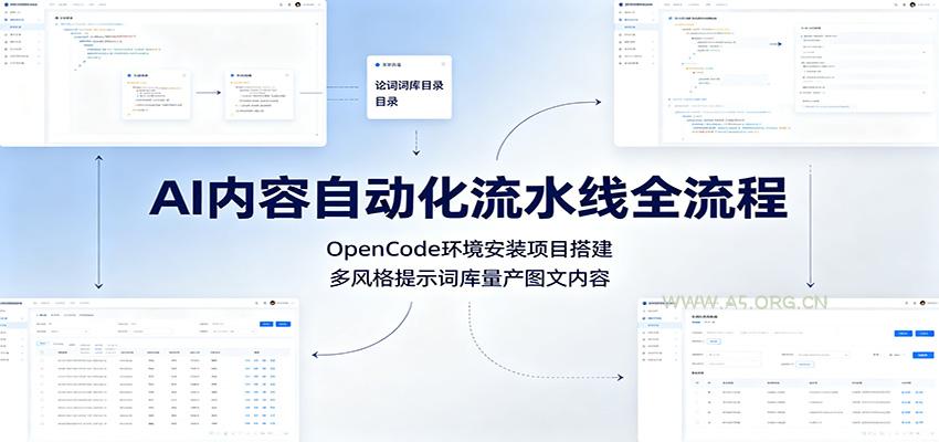 AI内容自动化流水线全流程：OpenCode环境安装项目搭建，多风格提示词库量产图文内容 - 小红泡