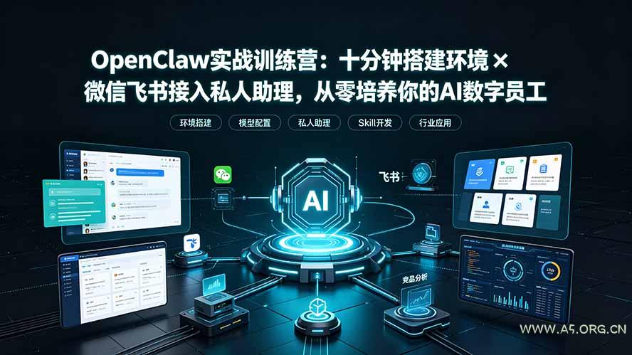 OpenClaw实战特训营:十分钟搭建环境×微信飞书接入私人助理,从零培养你的AI数字员工 - 小红泡 OpenClaw实战特训营:十分钟搭建环境×微信飞书接入私人助理,从零培养你的AI数字员工 - 小红泡