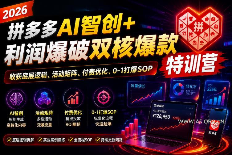 2026拼多多AI智创+利润爆破双核爆款特训营,收获底层逻辑、活动矩阵、付费优化、0-1打爆SOP - 小红泡 2026拼多多AI智创+利润爆破双核爆款特训营,收获底层逻辑、活动矩阵、付费优化、0-1打爆SOP