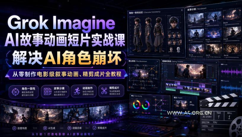 Grok Imagine AI故事动画短片实战课|解决AI角色崩坏,从零制作电影级叙事动画、精剪成片全教程(中英字幕) - 小红泡 Grok Imagine AI故事动画短片实战课|解决AI角色崩坏,从零制作电影级叙事动画、精剪成片全教程(中英字幕)