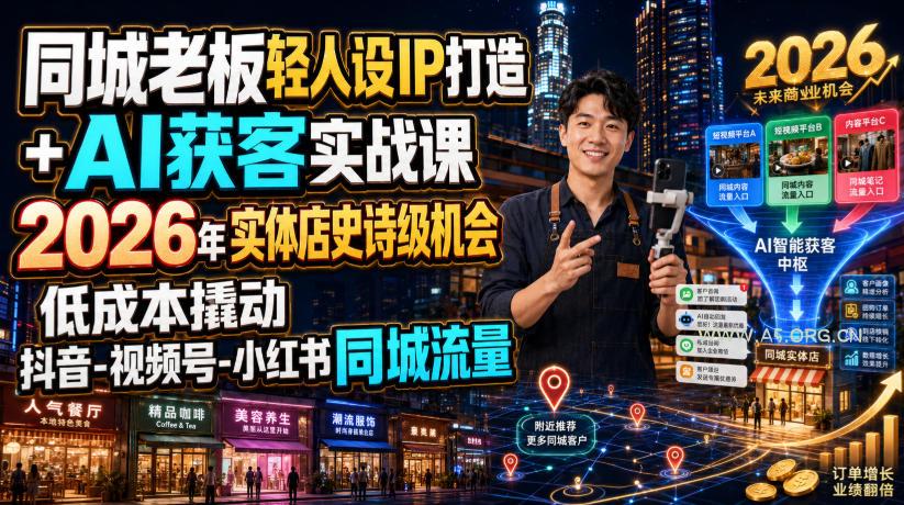 同城老板轻人设IP打造+AI获客实战课,2026年实体店史诗级机会,低成本撬动抖音-视频号-小红书同城流量 - 小红泡 同城老板轻人设IP打造+AI获客实战课,2026年实体店史诗级机会,低成本撬动抖音-视频号-小红书同城流量