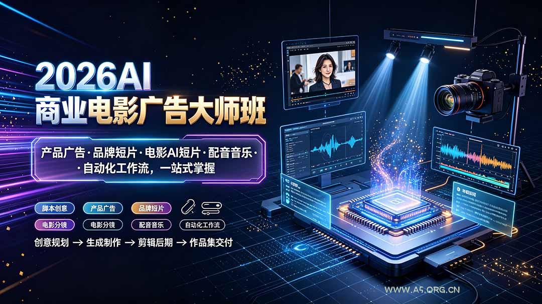 2026AI商业电影广告大师班：产品广告&middot;品牌短片&middot;电影AI短片&middot;配音音乐&middot;自动化工作流，一站式掌握 - 小红泡