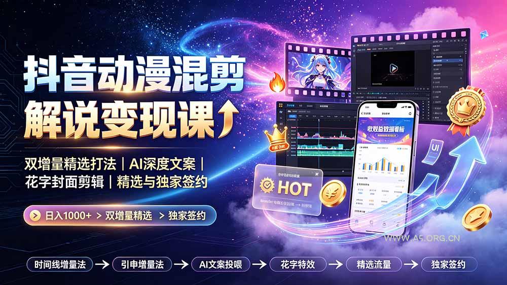 抖音动漫混剪解说变现课:双增量精选打法|AI深度文案|花字封面剪辑| 精选与独家签约日入1000+ - 小红泡 抖音动漫混剪解说变现课:双增量精选打法|AI深度文案|花字封面剪辑| 精选与独家签约日入1000+ - 小红泡