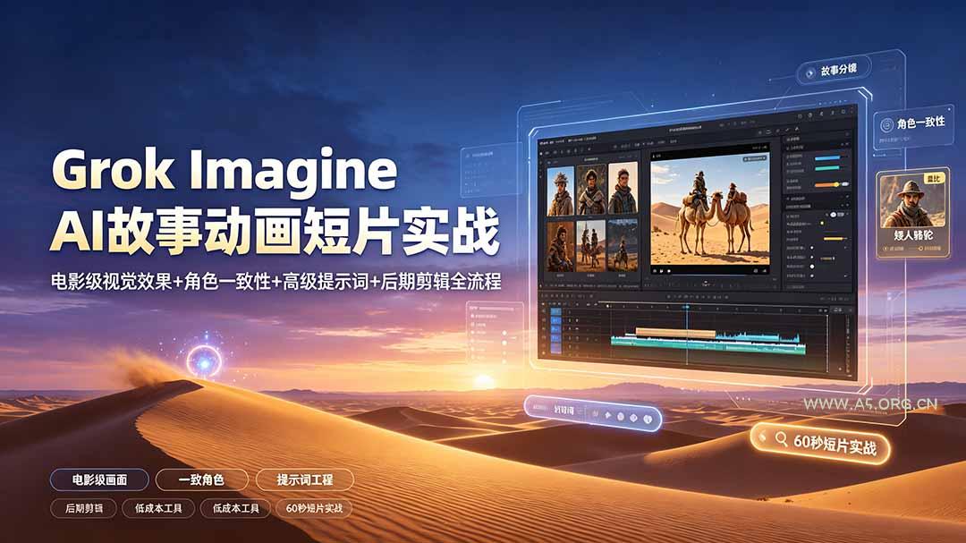 Grok Imagine AI故事动画短片实战:电影级视觉效果+角色一致性+高级提示词+后期剪辑全流程 - 小红泡 Grok Imagine AI故事动画短片实战:电影级视觉效果+角色一致性+高级提示词+后期剪辑全流程 - 小红泡