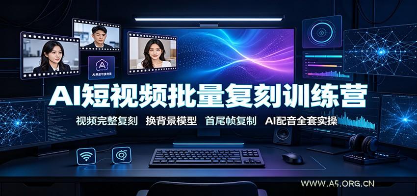 AI短视频批量复刻训练营：视频完整复刻，换背景模型、首尾帧复制、AI配音全套实操 - 小红泡