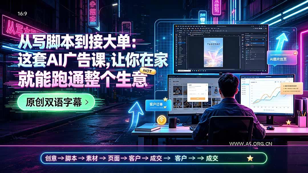 从写脚本到接大单:这套AI广告课,让你在家就能跑通整个生意【原创双语字幕】 - 小红泡 从写脚本到接大单:这套AI广告课,让你在家就能跑通整个生意【原创双语字幕】 - 小红泡