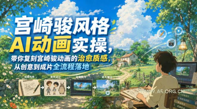 宫崎骏风格AI动画实操,带你复刻宫崎骏动画的治愈质感,从创意到成片全流程落地 - 小红泡 宫崎骏风格AI动画实操,带你复刻宫崎骏动画的治愈质感,从创意到成片全流程落地