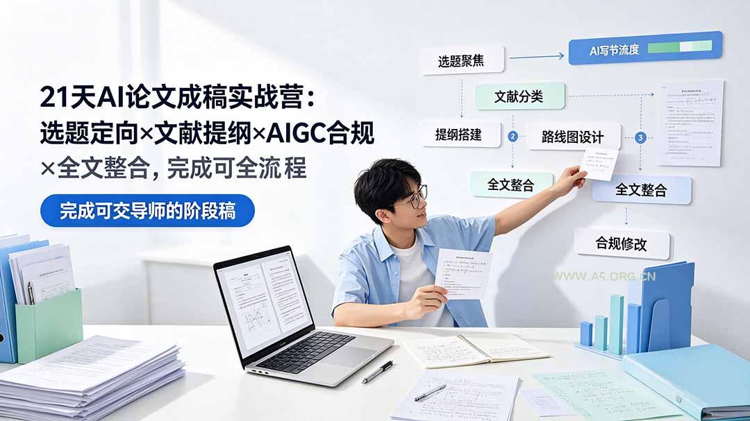 21天AI论文成稿实战营：选题定向&times;文献提纲&times;AIGC合规&times;全文整合，完成可交导师的阶段稿 - 小红泡