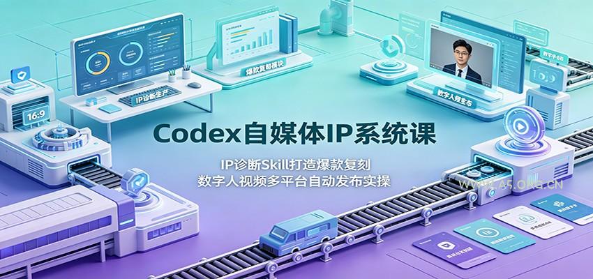 Codex自媒体IP系统课：IP诊断Skill打造爆款复刻，数字人视频多平台自动发布实操 - 小红泡