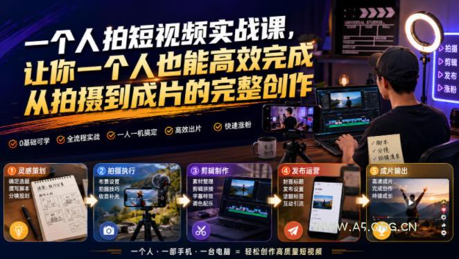 一个人拍短视频实战课,让你一个人也能高效完成从拍摄到成片的完整创作 - 小红泡 一个人拍短视频实战课,让你一个人也能高效完成从拍摄到成片的完整创作