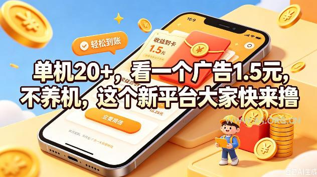 单机20+,看一个广告1.5米,不养机,这个新平台大家快来撸【揭秘】 - 小红泡 单机20+,看一个广告1.5米,不养机,这个新平台大家快来撸【揭秘】