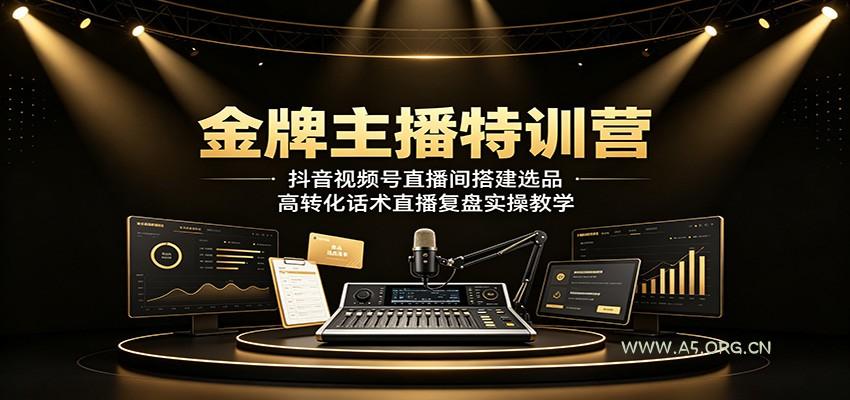 金牌主播特训营：抖音视频号直播间搭建选品，高转化话术直播复盘实操教学 - 小红泡