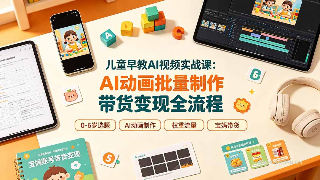 儿童早教AI视频实战课:0-6岁认知选题|AI动画批量制作|权重流量拉升|宝妈账号带货变现全流程 - 小红泡 儿童早教AI视频实战课:0-6岁认知选题|AI动画批量制作|权重流量拉升|宝妈账号带货变现全流程 - 小红泡