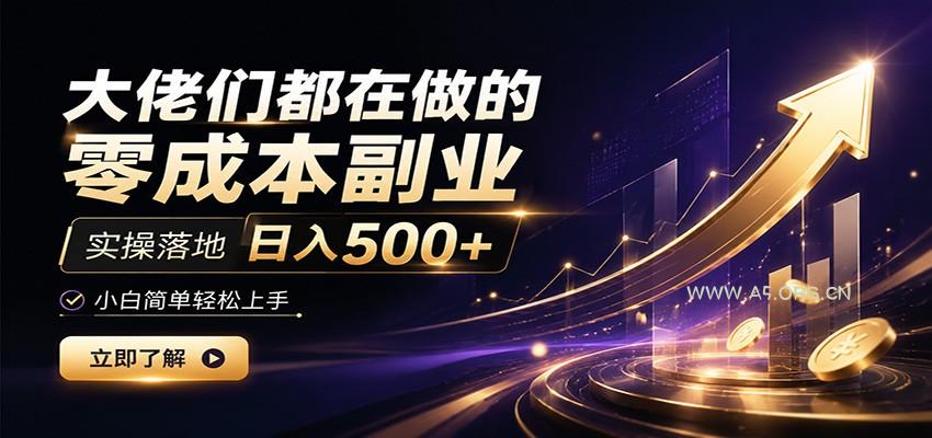 大佬们都在做的零成本副业，实操落地日入500+，小白一秒上手 - 小红泡