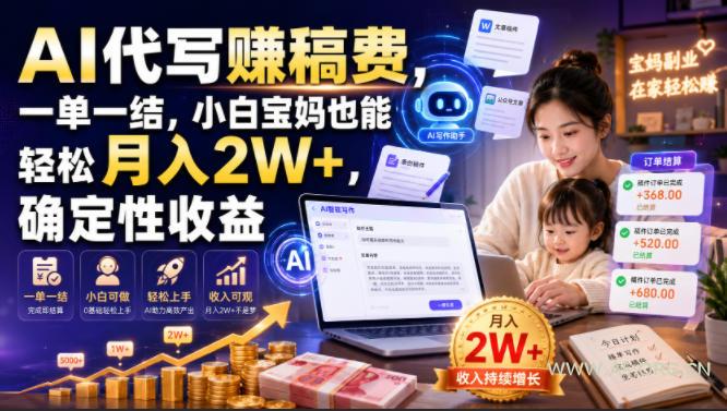 AI代写賺稿费,一单一结,小白宝妈也能轻松月入2W+,确定性收益【揭秘】 - 小红泡 AI代写賺稿费,一单一结,小白宝妈也能轻松月入2W+,确定性收益【揭秘】