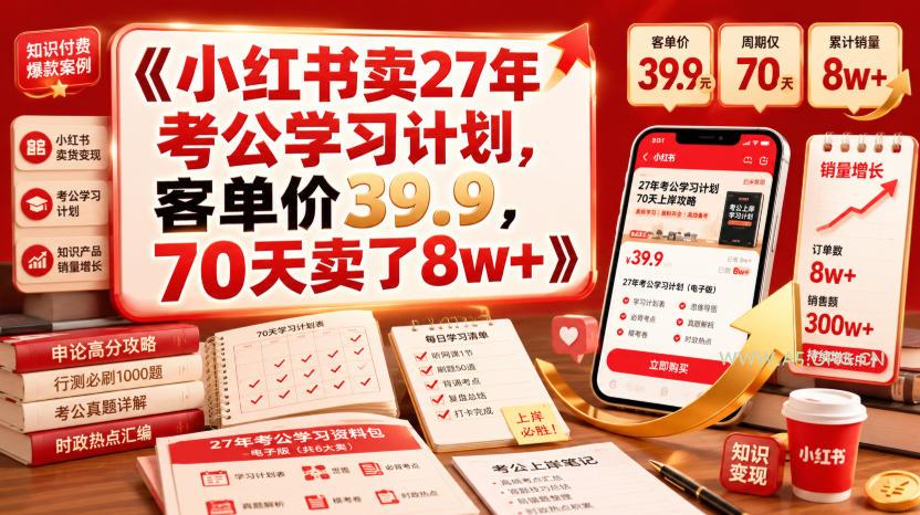 小红书卖27年考公学习计划,客单价39.9,70天卖了8w+! - 小红泡 小红书卖27年考公学习计划,客单价39.9,70天卖了8w+!