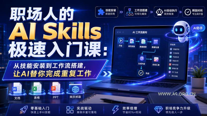 职场人的AI Skills极速入门课:从技能安装到工作流搭建,让AI替你完成重复工作 - 小红泡 职场人的AI Skills极速入门课:从技能安装到工作流搭建,让AI替你完成重复工作