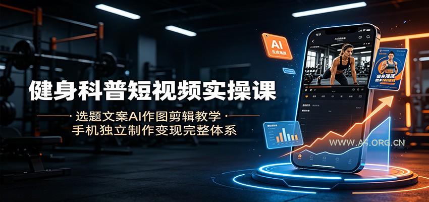 健身科普短视频实操课：选题文案AI作图剪辑教学，手机独立制作变现完整体系 - 小红泡