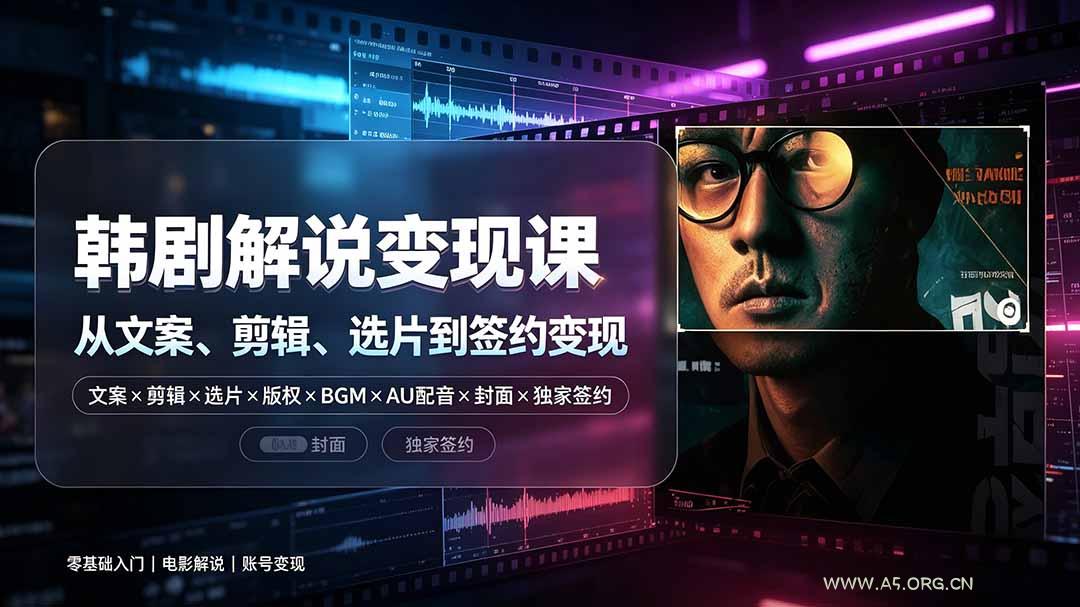 抖音270W粉丝博主亲授韩剧解说课：文案&times;剪辑&times;选片&times;版权&times;BGM&times;AU配音&times;封面&times;独家签约，零基础到变现 - 小红泡