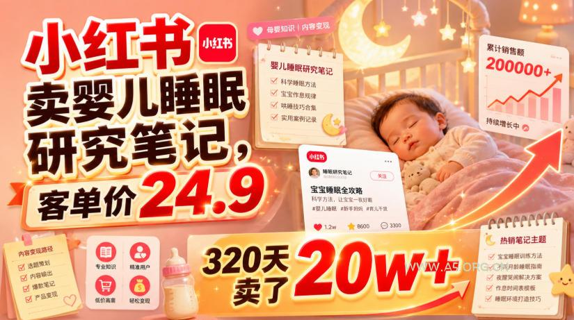 小红书卖婴儿睡眠研究笔记,客单价24.9,320天卖了20w+ - 小红泡 小红书卖婴儿睡眠研究笔记,客单价24.9,320天卖了20w+