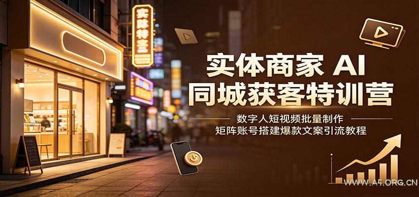 实体商家AI同城获客特训营：数字人短视频批量制作，矩阵账号搭建爆款文案引流教程 - 小红泡