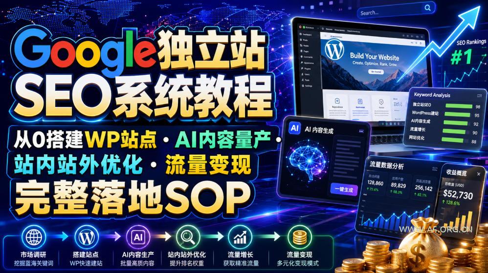 Google独立站SEO系统教程,从0搭建WP站点・AI内容量产・站内站外优化・流量变现完整落地SOP(2026年7月) - 小红泡 Google独立站SEO系统教程,从0搭建WP站点・AI内容量产・站内站外优化・流量变现完整落地SOP(2026年7月)