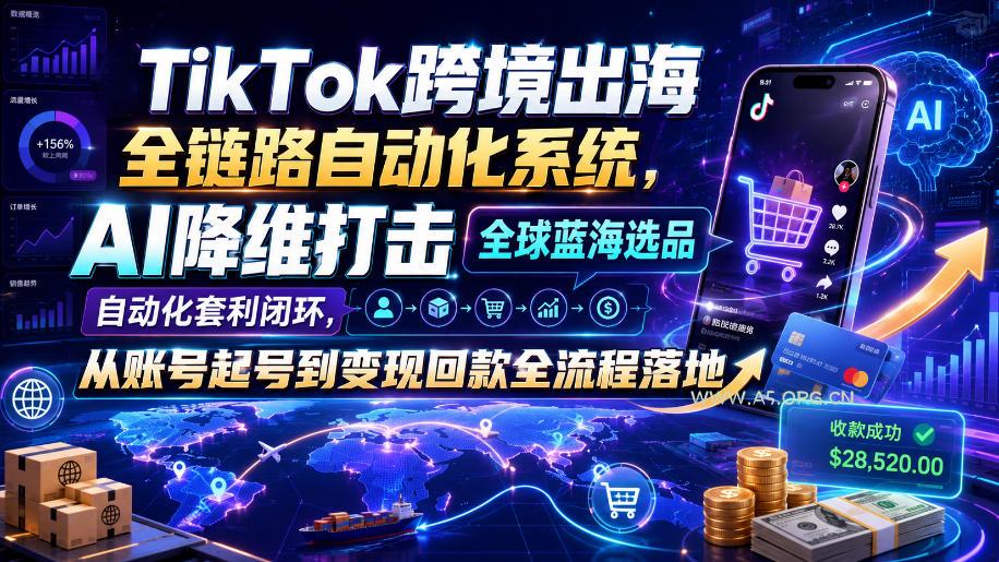 TikTok跨境出海全链路自动化系统,AI降维打击全球蓝海选品自动化套利闭环,从账号起号到变现回款全流程落地(2026年7月) - 小红泡 TikTok跨境出海全链路自动化系统,AI降维打击全球蓝海选品自动化套利闭环,从账号起号到变现回款全流程落地(2026年7月)