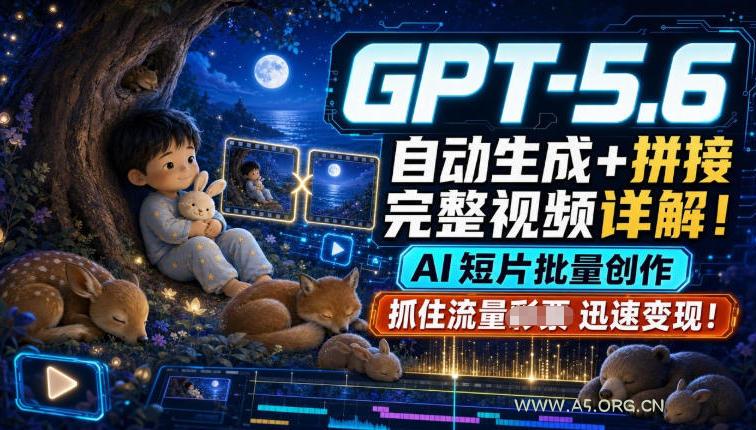 GPT-5.6自动生成+拼接完整视频详解,AI短片批量创作,抓住流量迅速变现! - 小红泡 GPT-5.6自动生成+拼接完整视频详解,AI短片批量创作,抓住流量迅速变现!