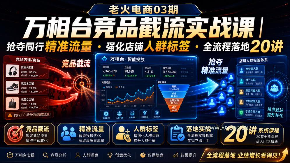 老火电商03期・万相台竞品截流实战课|抢夺同行精准流量・强化店铺人群标签・全流程落地20讲 - 小红泡 老火电商03期・万相台竞品截流实战课|抢夺同行精准流量・强化店铺人群标签・全流程落地20讲