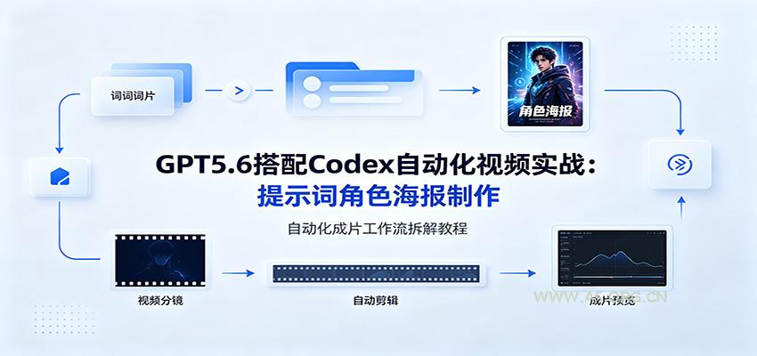 GPT5.6搭配Codex自动化视频实战：提示词角色海报制作，自动化成片工作流拆解教程 - 小红泡