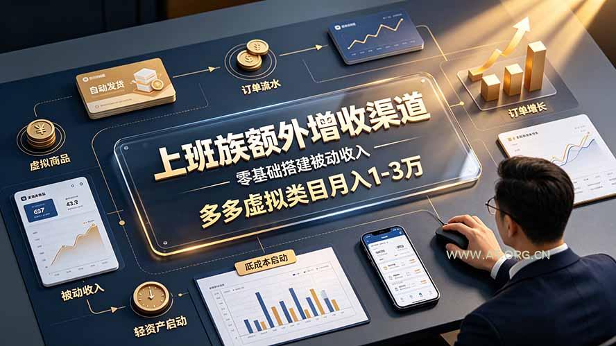 上班族额外增收渠道，零基础搭建被动收入，多多虚拟类目月入 1-3 万 - 小红泡