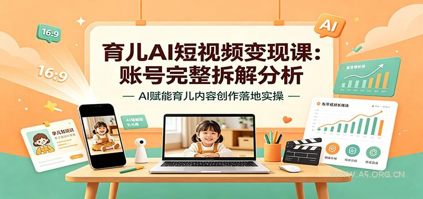 育儿AI短视频变现课：账号完整拆解分析，AI赋能育儿内容创作落地实操 - 小红泡