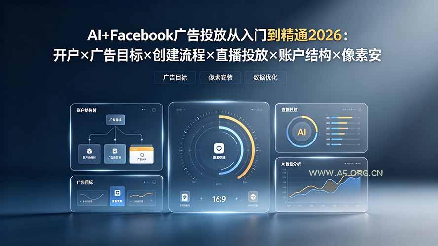 AI+Facebook广告投放从入门到精通2026：开户&times;广告目标&times;创建流程&times;直播投放&times;账户结构&times;像素安装&times;AI赋能 - 小红泡