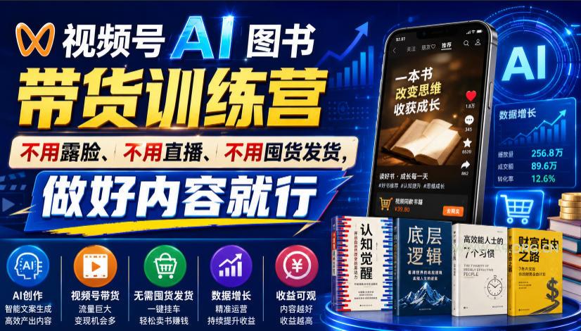 视频号AI图书带货训练营,不用露脸、不用直播、不用囤货发货,做好内容就行,一条爆款视频佣金8942 - 小红泡 视频号AI图书带货训练营,不用露脸、不用直播、不用囤货发货,做好内容就行,一条爆款视频佣金8942