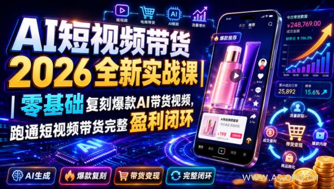 AI短视频带货2026全新实战课|零基础复刻爆款AI带货视频,跑通短视频带货完整盈利闭环 - 小红泡 AI短视频带货2026全新实战课|零基础复刻爆款AI带货视频,跑通短视频带货完整盈利闭环