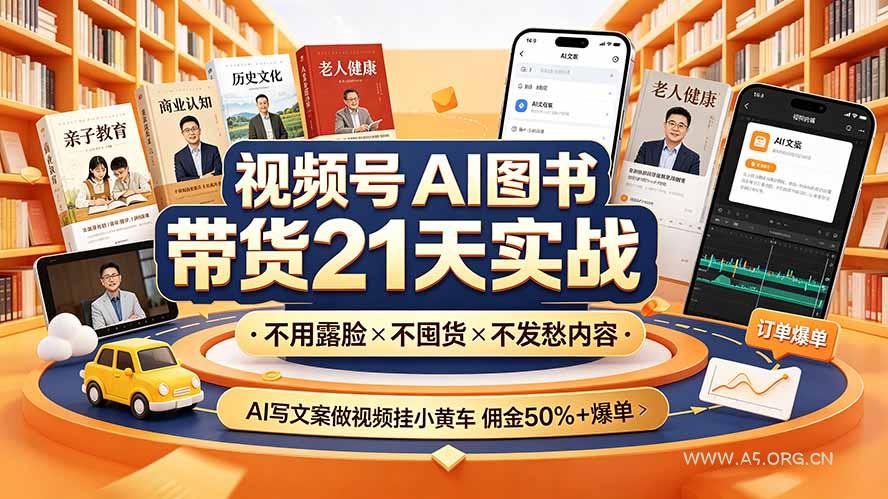 视频号AI图书带货21天实战:不用露脸×不囤货×不发愁内容,AI写文案做视频挂小黄车,佣金50%+爆单 - 小红泡 视频号AI图书带货21天实战:不用露脸×不囤货×不发愁内容,AI写文案做视频挂小黄车,佣金50%+爆单 - 小红泡