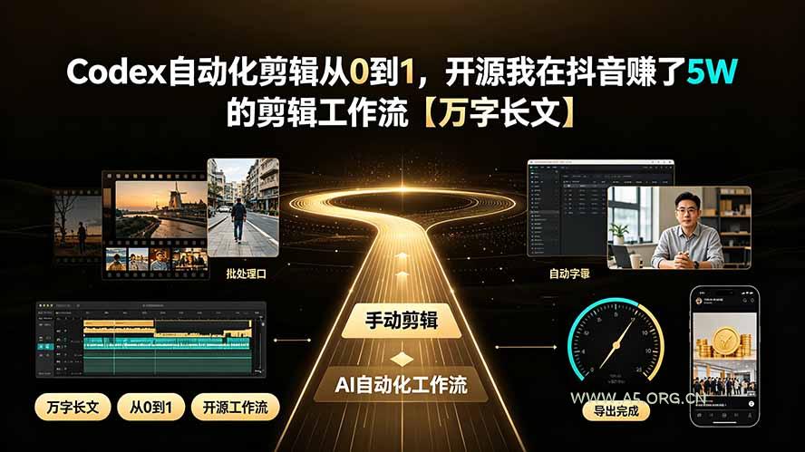 Codex自动化剪辑从0到1，开源我在抖音赚了5W 的剪辑工作流【万字长文】 - 小红泡