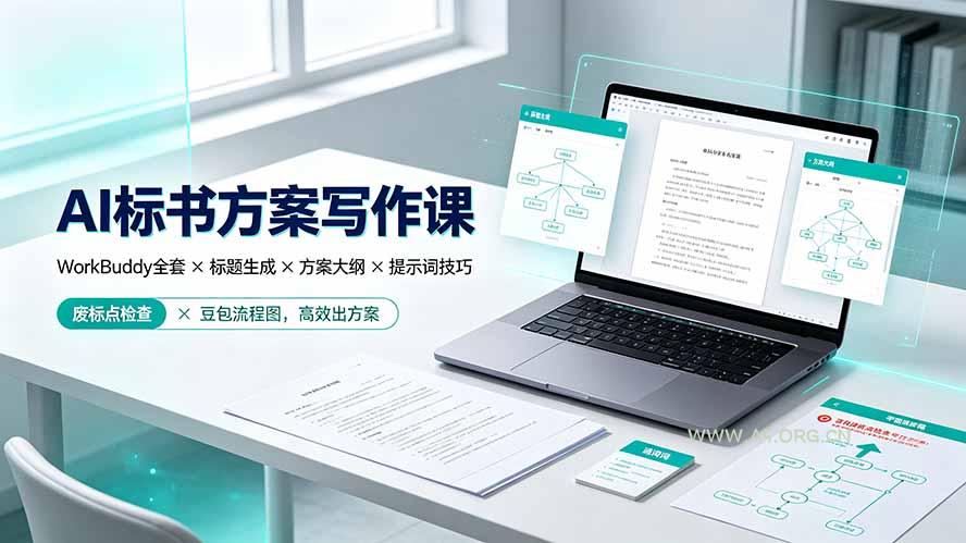 AI标书方案写作课：WorkBuddy全套&times;标题生成&times;方案大纲&times;提示词技巧&times;废标点检查&times;豆包流程图，高效出方案 - 小红泡