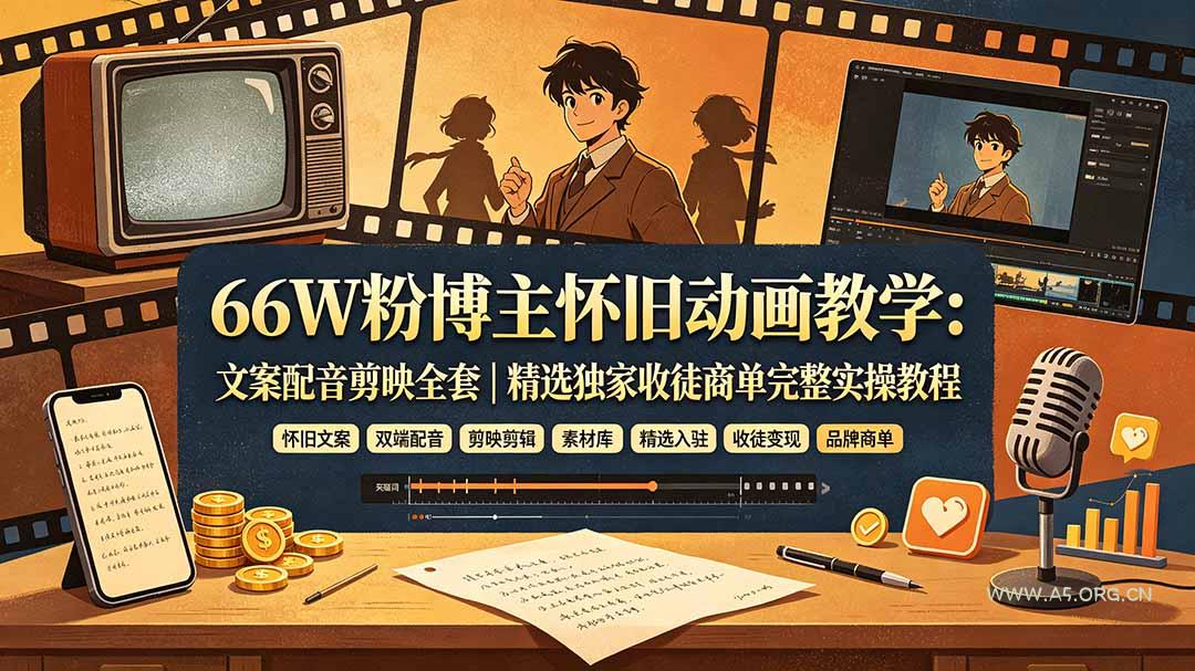 66W粉博主怀旧动画教学:文案配音剪映全套|精选独家收徒商单完整实操教程 - 小红泡 66W粉博主怀旧动画教学:文案配音剪映全套|精选独家收徒商单完整实操教程 - 小红泡