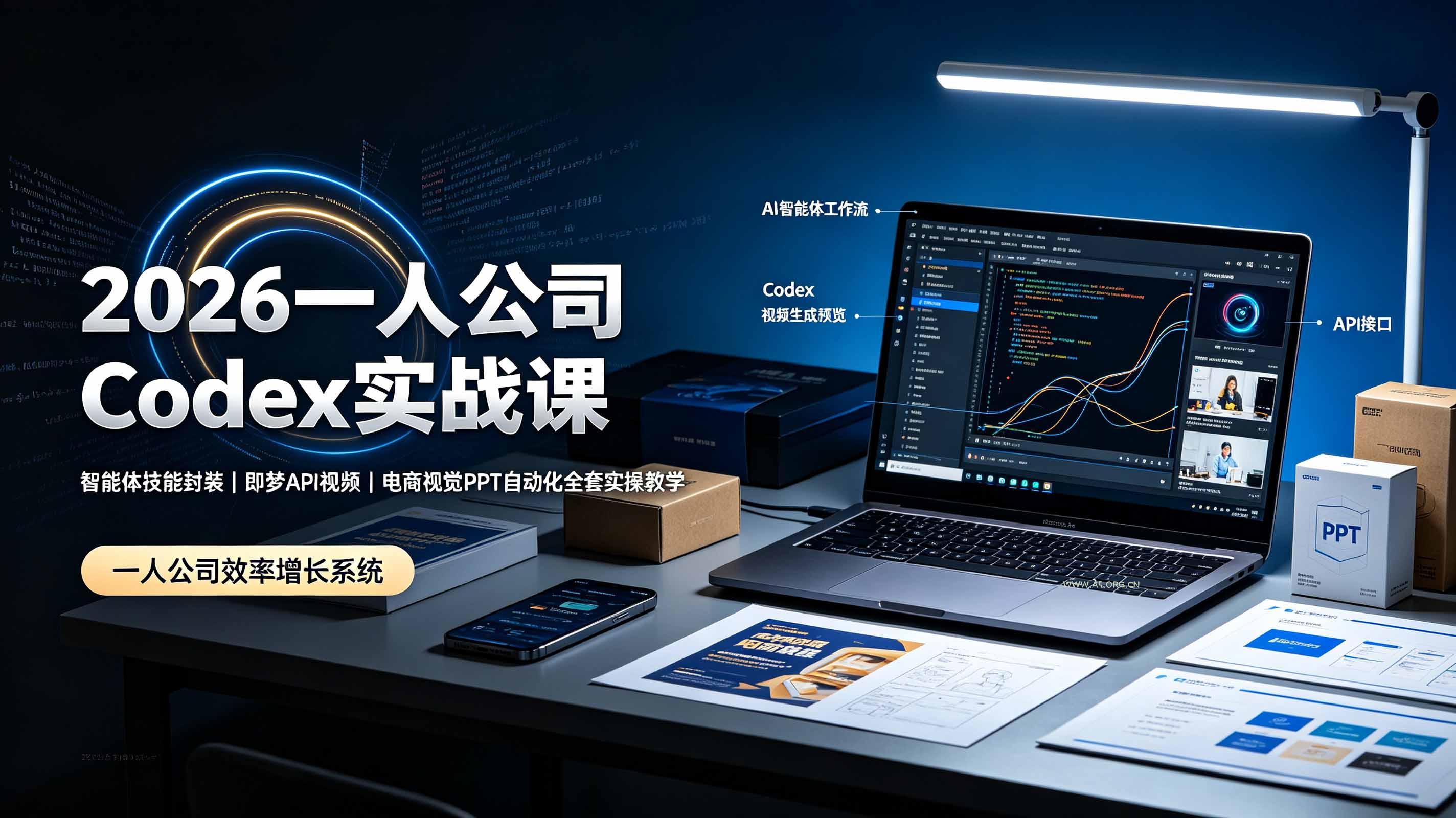 2026一人公司Codex实战课◆智能体技能封装｜即梦API视频｜电商视觉PPT自动化全套实操教学 - 小红泡