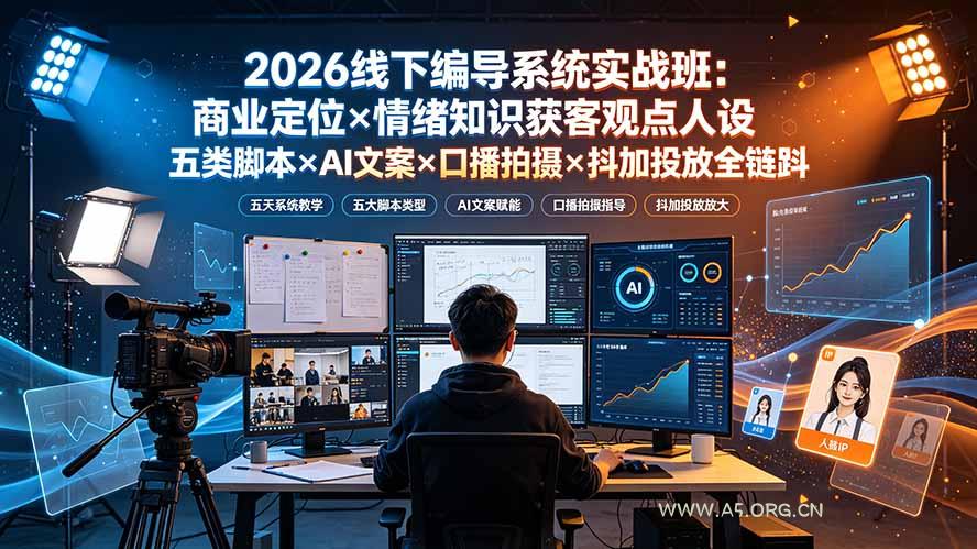 2026线下编导系统实战班：商业定位&times;情绪知识获客观点人设五类脚本&times;AI文案&times;口播拍摄&times;抖加投放全链路 - 小红泡