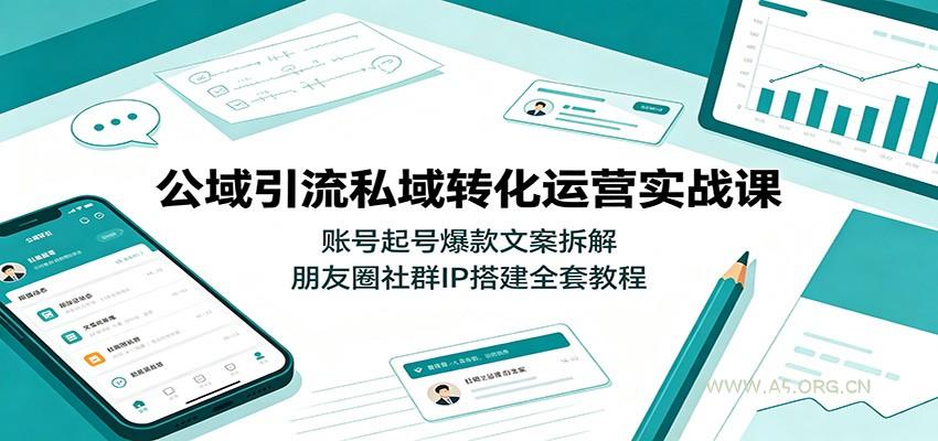 公域引流私域转化运营实战课：账号起号爆款文案拆解，朋友圈社群IP搭建全套教程 - 小红泡