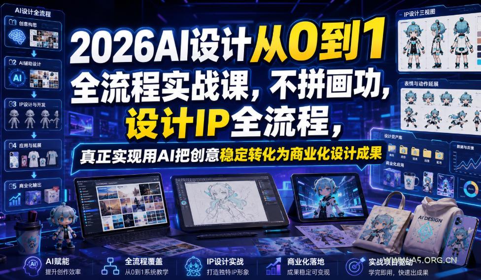 2026AI设计从0到1全流程实战课,不拼画功,设计IP全流程,真正实现用AI把创意稳定转化为商业化设计成果 - 小红泡 2026AI设计从0到1全流程实战课,不拼画功,设计IP全流程,真正实现用AI把创意稳定转化为商业化设计成果