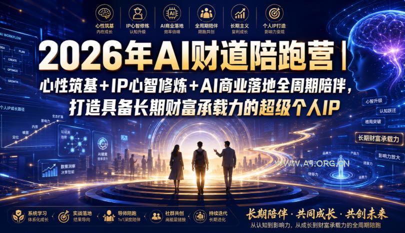 2026年AI财道陪跑营|心性筑基+IP心智修炼+AI商业落地全周期陪伴,打造具备长期财富承载力的超级个人IP - 小红泡 2026年AI财道陪跑营|心性筑基+IP心智修炼+AI商业落地全周期陪伴,打造具备长期财富承载力的超级个人IP