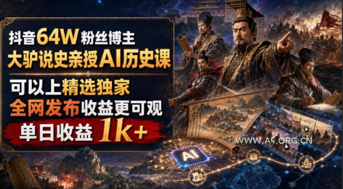 抖音64W粉丝博主大驴说史亲授AI历史课,可以上精选独家,全网发布收益更可观,单日收益1k+ - 小红泡 抖音64W粉丝博主大驴说史亲授AI历史课,可以上精选独家,全网发布收益更可观,单日收益1k+