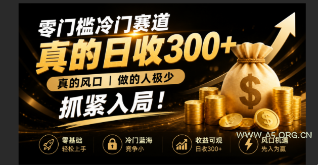零成本冷门赛道，真的日300+真风口，做得人极少！赶紧入局，超级简单！ - 小红泡