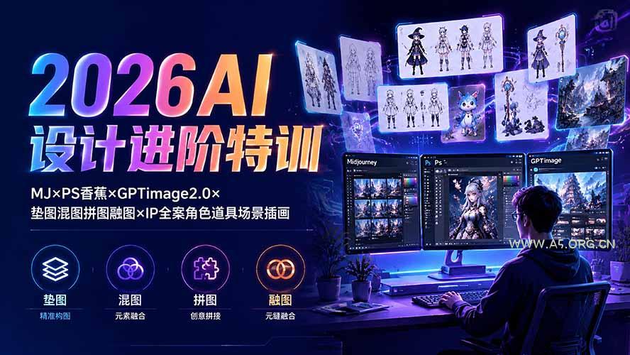 2026AI设计进阶特训：MJ&times;PS香蕉&times;GPTimage2.0&times;垫图混图拼图融图&times;IP全案角色道具场景插画 - 小红泡