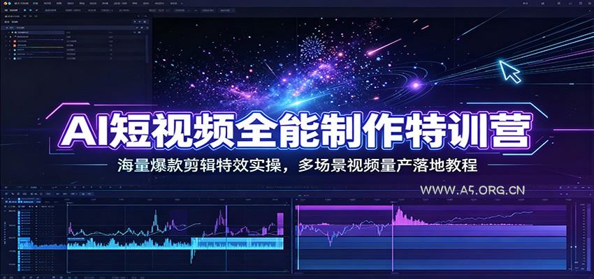 AI短视频全能制作特训营：海量爆款剪辑特效实操，多场景视频量产落地教程 - 小红泡