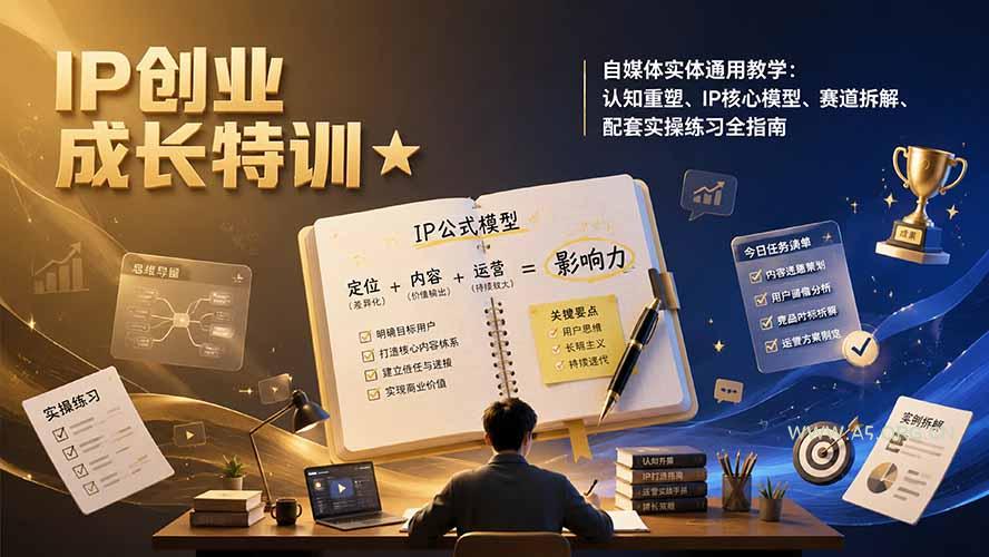 IP创业成长特训★自媒体实体通用教学:认知重塑、IP核心模型、赛道拆解、配套实操练习全指南 - 小红泡 IP创业成长特训★自媒体实体通用教学:认知重塑、IP核心模型、赛道拆解、配套实操练习全指南 - 小红泡